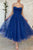 A Line Blue Spaghetti Straps Tulle long Prom Dress, Evening Dress SHK020