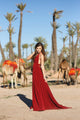 Simple A-line V Neck Sweep Train Sleeveless Long Burgundy Chiffon Prom Dresses/Evening Dress OHC288 | Cathyprom