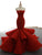 Sexy Strapless Mermaid Prom Dress Lace-Up Ruffle Skirt Unique Burgundy Lace Prom/Party Dresses SM7713|CathyProm