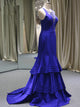 Royal Blue Luxury Beaded Mermaid Prom Dress with Sweep Train Sexy See Though Back Prom/Evening Dress SM7714|CathyProm