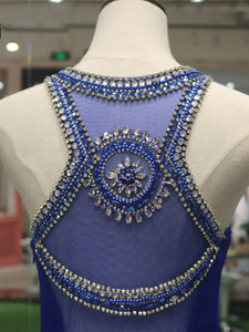 Royal Blue Luxury Beaded Mermaid Prom Dress with Sweep Train Sexy See Though Back Prom/Evening Dress SM7714|CathyProm
