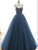 Blue Long Sequin Beaded Ball Gown Sexy Spaghetti Straps Tulle Long Prom Evening Dress STB1514|CathyProm