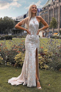 Sexy A-Line Lace Long Prom With Split, Evening Dress YZ211081