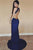 Sexy Royal Blue Mermaid Backless Side Slit Prom Dress, Evening  Dress CMS211155