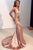 Sexy Mermaid Backless Prom Dress Nude V Neck Long Lace Spaghetti Straps Prom Dresses CP616