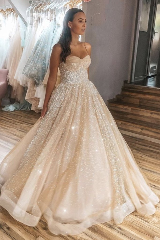 Shiny Champagne Long Prom Dress With Sequins, Evening Dress CMS211158 cathyprom Shiny Champagne Long Prom Dress With Sequins, Evening Dress CMS211158 cathyprom