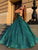 Shiny V Neck Green Satin Beading Sequin Long Prom Dresses SV1328