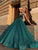 Shiny V Neck Green Satin Beading Sequin Long Prom Dresses SV1328