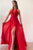 Simple A Line Red Chiffon Halter Strapless Long Open Back Prom Dress With Slit OHC396 | Cathyprom