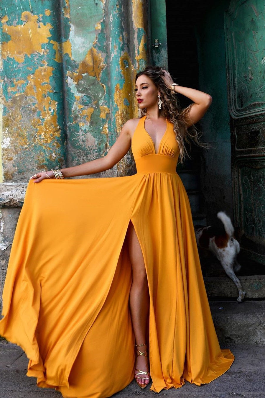 Simple A Line V Neck Floor Length Long Yellow Chiffon Prom Dress Long cathyprom Simple A Line V Neck Floor Length Long Yellow Chiffon Prom Dress Long cathyprom