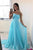 Simple Blue Chiffon Spaghetti Straps Sleeveless Long Prom Dress Party Dress OHC393 | Cathyprom