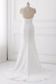 Simple Mermaid A Line White Chiffon Strapless Long Backless Prom Dresses OHC475 | Cathyprom