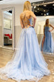 Spaghetti Straps High Slit Evening Dress Appliqued Long Prom Dress YZ211031