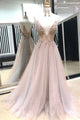 Sexy Spaghetti Straps V Neck Beaded Long Prom Dresses, Formal Dress SJ211034