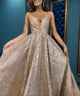 Charming A-line Spaghetti Straps V-neck Prom Dresses With Sequins, Evening Dress YZ211053