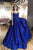 Sparkle A-Line Royal Blue Tulle Strapless V-neck Sequins Prom Dress with Pockets OHC446 | Cathyprom