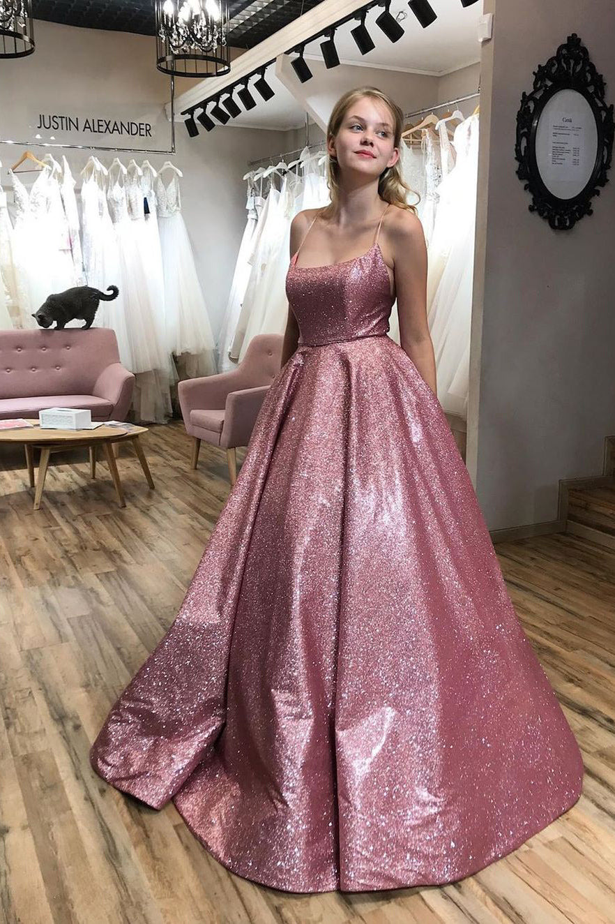 Sparkle A-line Scoop Spaghetti Straps Sleeveless Long Prom Dress with cathyprom Sparkle A-line Scoop Spaghetti Straps Sleeveless Long Prom Dress with cathyprom
