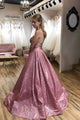 Sparkle A-line Scoop Spaghetti Straps Sleeveless Long Prom Dress with Pockets OHC447 | Cathyprom