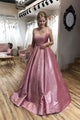 Sparkle A-line Scoop Spaghetti Straps Sleeveless Long Prom Dress with Pockets OHC447 | Cathyprom