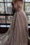 Sparkly A-Line Deep V-Neck Backless Court Train Silver Prom Dress with Sequins OHC438 | Cathyprom