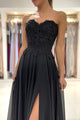 Black Lace Long Prom Dress With Appliques, Evening Dress CMS211204