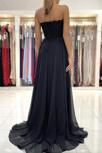 Black Lace Long Prom Dress With Appliques, Evening Dress CMS211204