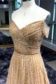 Stunning A Line Sequins Off The Shoulder Long Prom Dresses Evening Dress OHC487 | Cathyprom