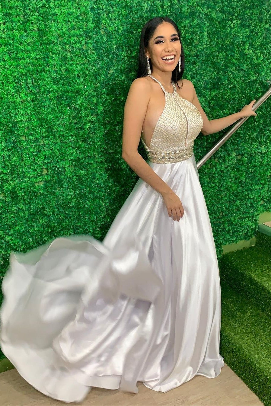 Stunning Cheap A Line Halter Beaded Long Satin Prom Dress Long Evening cathyprom Stunning Cheap A Line Halter Beaded Long Satin Prom Dress Long Evening cathyprom