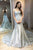 Stunning Mermaid Grey Tulle Lace Satin Sweetheart Floor Length Prom Dresses OHC499 | Cathyprom