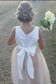 Sleeveless A Line Satin Bowknot Flower Girl Dresses with Round Neck OHR004 | Cathyprom