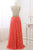 Sweet Scoop Neck Coral Chiffon Sleeveless Long Pearl A-line Prom Dress OHC474 | Cathyprom