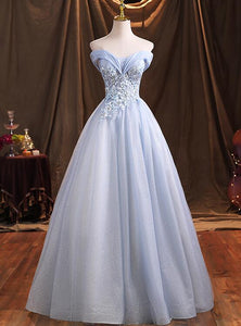 Shiny A-Line Sweetheart Lace Tulle Long Prom Dress With Appliques, Evening Dress CMS211127