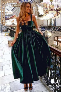 Burgundy Sweetheart Neck Velvet Ankle Length Prom Dress, Evening Dress CMS211148