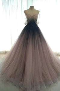 Sweetheart Neck Open Back Tulle Long Prom Dress, Evening Dress CMS211147
