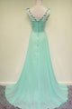 Elegant Scoop Court Train Beading Chiffon Green Long Evening/Prom Dress LPD73 | Cathyprom