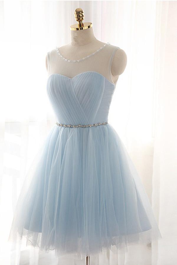 Charming Strapless Tulle Short Prom Dress With Pleats , Homecoming Dre – cathyprom Charming Strapless Tulle Short Prom Dress With Pleats , Homecoming Dre – cathyprom