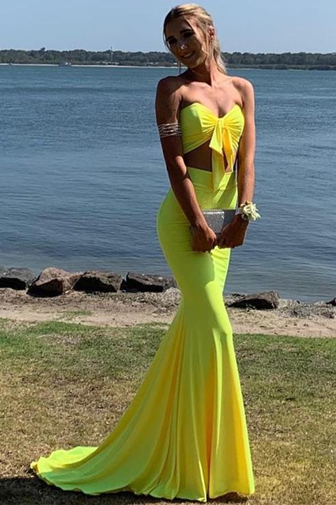 Yellow two piece outlet formal dress