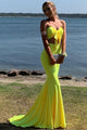 Two Piece Sweetheart Mermaid Yellow Long Prom Dress,  Evening Dress CMS211144