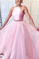 Two Pieces Pink Tulle Long Prom Dresses, Evening Dress CMS211140