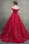 Unique Red Lace Off The Shoulder Lace Up Short Sleeves Long Senior Prom Dress Prom Gown OHC418 | Cathyprom