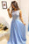 Unique Sky Blue Chiffon Beaded Sleeveless Long A Line Prom Dress Evening Dress OHC413 | Cathyprom