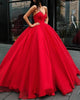 Unique Ball Gown Red Strapless Sweetheart Long Prom Dresses Quinceanera Dresses CP621