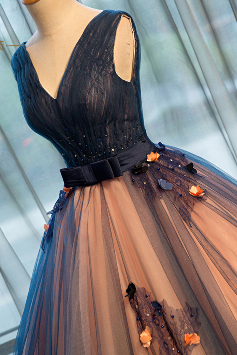 V Neck Dark Blue Tulle Long Prom Ball Gown Dress NF4375 cathyprom V Neck Dark Blue Tulle Long Prom Ball Gown Dress NF4375 cathyprom
