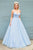 Elegant A-line V Neck Light Blue Backless Prom Dresses, Evening Dress SJ211138
