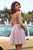 Grey Sequin Short Prom Formal Graduation Evening Dress SNH001