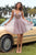 Grey Sequin Short Prom Formal Graduation Evening Dress SNH001