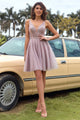 Grey Sequin Short Prom Formal Graduation Evening Dress SNH001