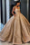 Ball Gown Prom Dress with Pockets Beads Sequins Floor-Length Gold Quinceanera Dresses CA724