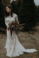 Long Sleeves Vintage Wedding Dress Backless Rustic Lace Wedding Dress OHD212