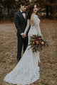 Long Sleeves Vintage Wedding Dress Backless Rustic Lace Wedding Dress OHD212